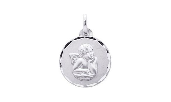 Médaille enfant ange or blanc 750/1000